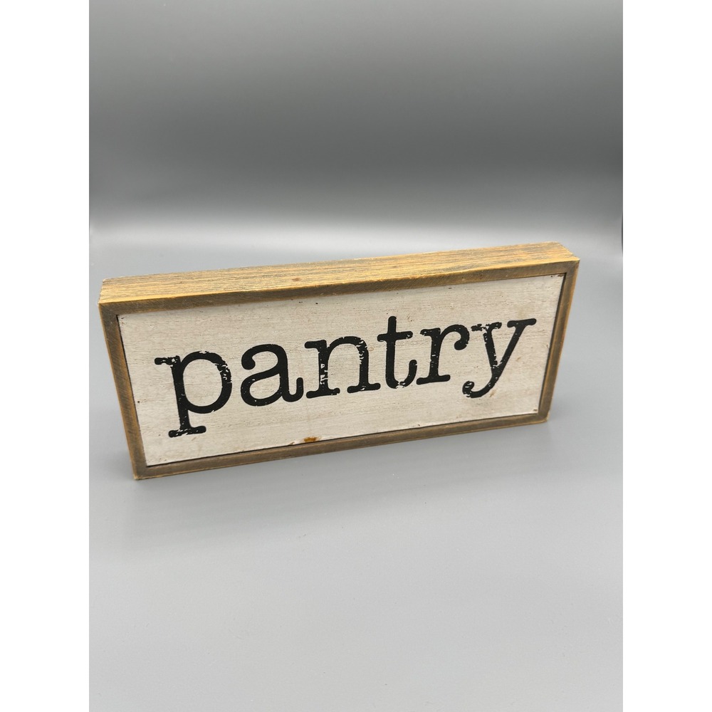 Rustic Wood Pantry Sign Farmhouse‎ Kitchen Decor Distressed White Block 10 Inch